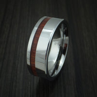 Tungsten Band with Blood Wood Inlay Custom Made Ring