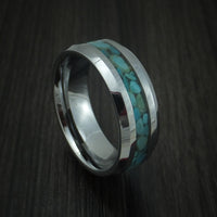 Tungsten Band with Turquoise Inlay Custom Made Ring