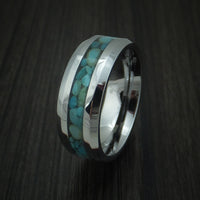 Tungsten Band with Turquoise Inlay Custom Made Ring