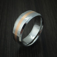 Tungsten Band with Rose Gold Inlay Custom Made Ring