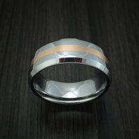 Tungsten Band with Rose Gold Inlay Custom Made Ring