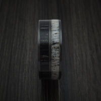 Black Zirconium with Charcoal Wood and Antler Ring Custom Made Band