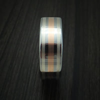 Tungsten Rose Gold and Silver Band Custom Made Ring