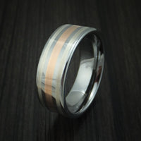 Tungsten Rose Gold and Silver Band Custom Made Ring