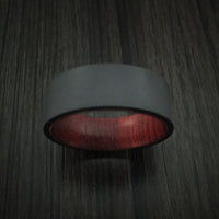 Black Zirconium Ring with Hardwood Interior Sleeve Custom Made Band