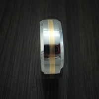 Tungsten Band with Yellow Gold Inlay Custom Made Ring