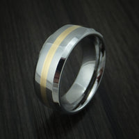Tungsten Band with Yellow Gold Inlay Custom Made Ring