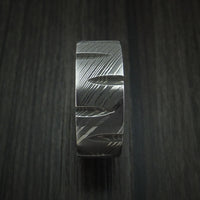 Damascus Steel Wedge Cut Ring Custom Made Band