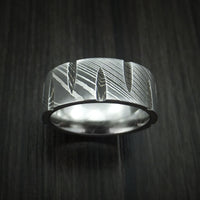 Damascus Steel Wedge Cut Ring Custom Made Band