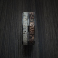 Black Titanium Men's Ring with Camo and Antler Inlays Custom Made Wedding Band