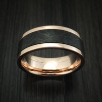 14K Rose Gold and Forged Carbon Fiber Custom Made Ring
