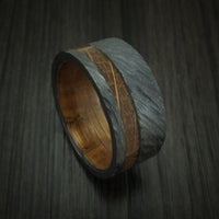 Black Zirconium Hardwood Band With Inlay And Sleeve Custom Made