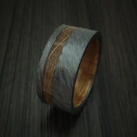 Black Zirconium Hardwood Band With Inlay And Sleeve Custom Made