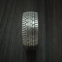 Black Zirconium Ring Textured Tread Pattern Band Made to Any Sizing 3-22