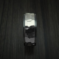Black Zirconium Rock Hammer Finish Ring Custom Made Band
