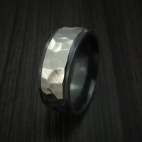 Black Zirconium Rock Hammer Finish Ring Custom Made Band