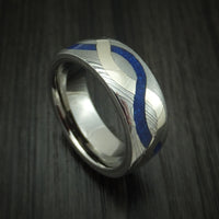 Damascus Steel with 14K Gold and Lapis Infinity Inlay Custom Made