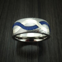 Damascus Steel with 14K Gold and Lapis Infinity Inlay Custom Made