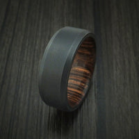 Black Zirconium Ring with Hardwood Interior Sleeve Custom Made