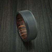 Black Zirconium Ring with Hardwood Interior Sleeve Custom Made