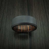 Black Zirconium Ring with Hardwood Interior Sleeve Custom Made