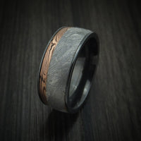 Black Zirconium Ring with Meteorite and Mokume Shakudo Inlays Custom Made