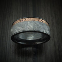 Black Zirconium Ring with Meteorite and Mokume Shakudo Inlays Custom Made