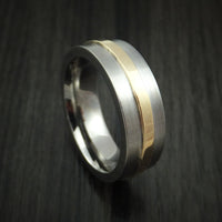 Titanium Ring with Raised 14k Yellow Gold Inlay Custom Made Band