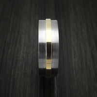 Titanium Ring with Raised 14k Yellow Gold Inlay Custom Made Band