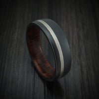 Black Titanium and Platinum Ring with Wood Sleeve Custom Made Band