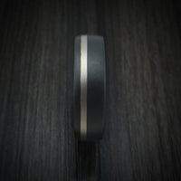 Black Titanium and Platinum Ring with Wood Sleeve Custom Made Band