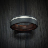 Black Titanium and Platinum Ring with Wood Sleeve Custom Made Band