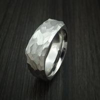 Cobalt Chrome Modern Style Rock Hammer Finish Band Square Ring Custom Made