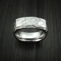 Cobalt Chrome Modern Style Rock Hammer Finish Band Square Ring Custom Made