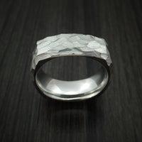 Cobalt Chrome Modern Style Rock Hammer Finish Band Square Ring Custom Made