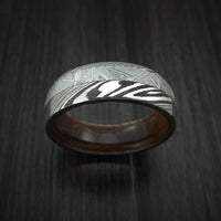 Damascus Steel and Gibeon Meteorite Band with Hardwood Sleeve Custom Made Band