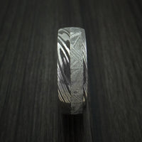 Damascus Steel and Gibeon Meteorite Band with Hardwood Sleeve Custom Made Band