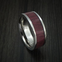 Titanium Ring with Purple Heart Wood Hardwood Custom Made Band