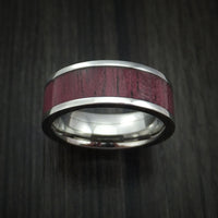 Titanium Ring with Purple Heart Wood Hardwood Custom Made Band