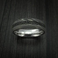 Damascus Steel Celtic Irish Cross Ring Christian Band Carved Ring