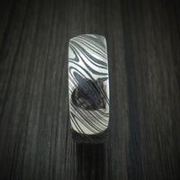 Kuro Damascus Steel Ring With Anodized Titanium Interior Sleeve Custom Made