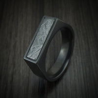 Black Zirconium Signet Ring with Gibeon Meteorite Inlay