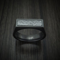 Black Zirconium Signet Ring with Gibeon Meteorite Inlay