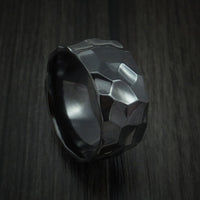 Black Titanium Men's Ring Traditional Style Band Hammered Finish Custom Made