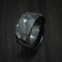 Black Titanium or Black Zirconium Custom Men's Ring with a Polish Rock Hammer Finish
