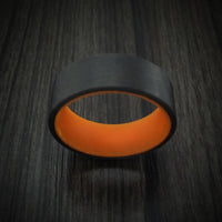 Carbon Fiber and Orange Glow Sleeve Ring Custom Made