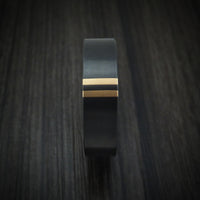 Black Zirconium Ring with Double 14K Gold Inlays Custom Made