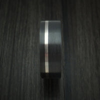 Black Titanium or Black Zirconium Custom Men's Ring with Platinum Inlay