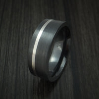 Black Titanium or Black Zirconium Custom Men's Ring with Platinum Inlay