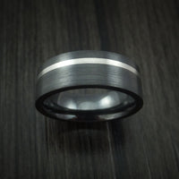 Black Titanium or Black Zirconium Custom Men's Ring with Platinum Inlay